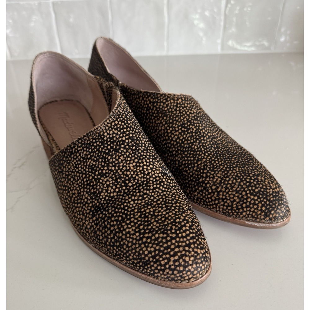 Madewell THE LUCIE Size 7 Toffee Spotted Calf Hair SlipOn Bootie D'Orsay Shoes